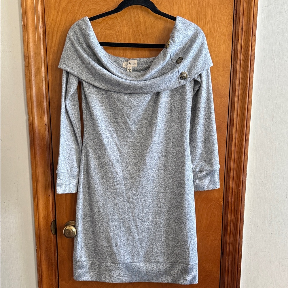 Derek Heart Gray Off-Shoulder Dress